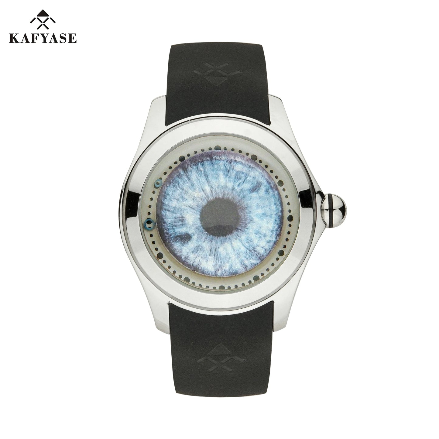 KAFYASE Fashion Earth Bubble Rubber Automatic Watches Luxury Men 46mm Mechanical Wristwatches Art Eye Ball Dial Classic Watch