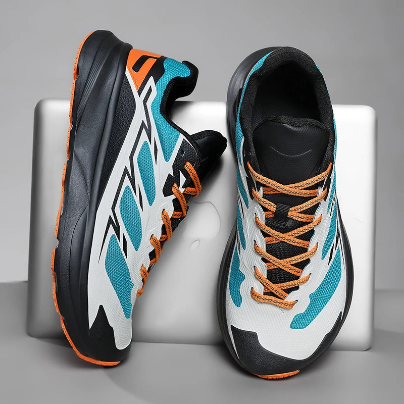Wide Toe Men Running Sneakers, Minimalist Barefoot Shoes, Lightweight Breathable Zero Sole Outdoor Casual Walking Sport Shoes