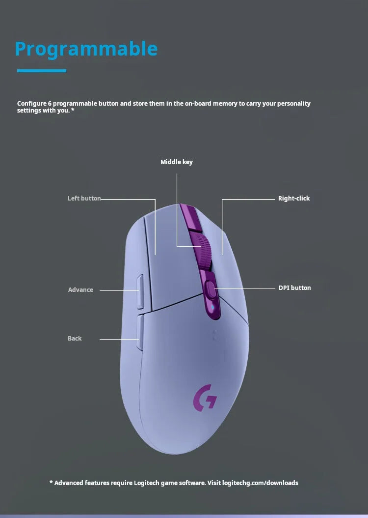 Logitech G304 LIGHTSPEED Wireless Mouse Game Mouse Light Portable Mouse Macro Jedi Survival FPS League of Heroes Eat Chicken