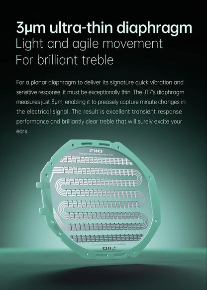 FiiO JT7 Planar Magnetic Audiophile Headphones – Over-Ear HiFi Wired Headset with 95x86mm Driver, Adjustable Headband, 4.4mm/3.5mm Cable