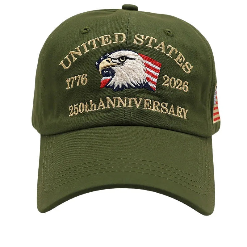 1pc United States 250th Anniversary Baseball Caps for Women,Washed Retro Design,Handmade Embroidery Hat for Parties,Adjustable