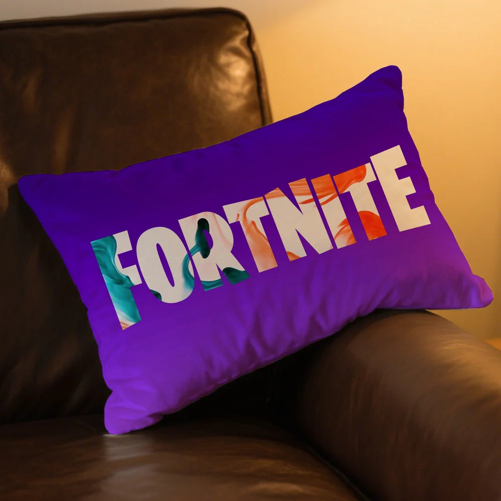F-FORTNITE Game Logo Cushion Cover Rectangle Pillow Case Printing Bedside Sofa Room Home Decoration Pillowcase