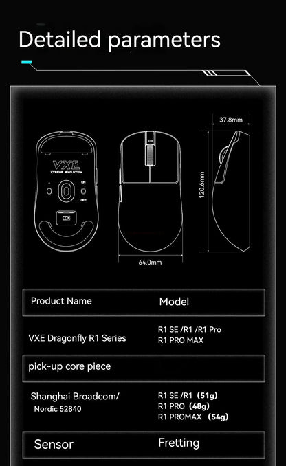 Vgn Vxe Dragonfly R1 Pro Max Gaming Mouse Bluetooth Mouse Rechargeable Gamer Paw3395 Lightweight Ergonomic Wireless Mouse Esport