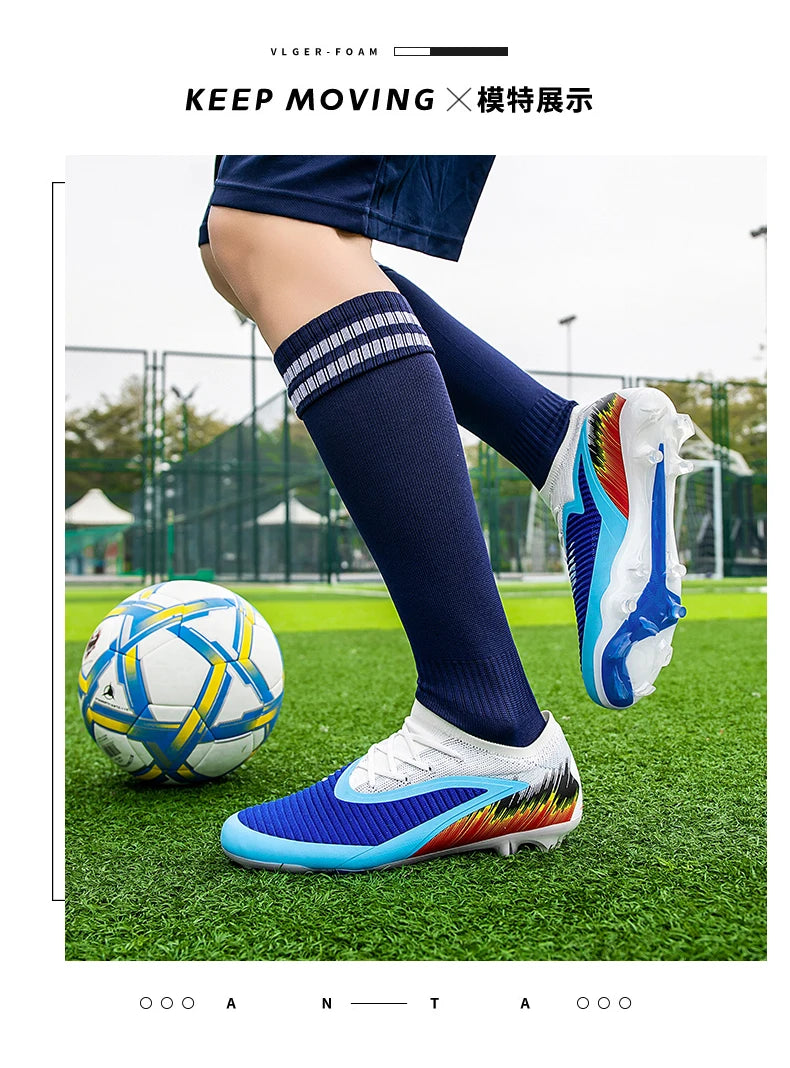 New Men Football Boots Cleats Shoes Soccer Long Spikes FG Ultralight Training Soccer Shoes Non-Slip Outdoor Match Drop Shipping