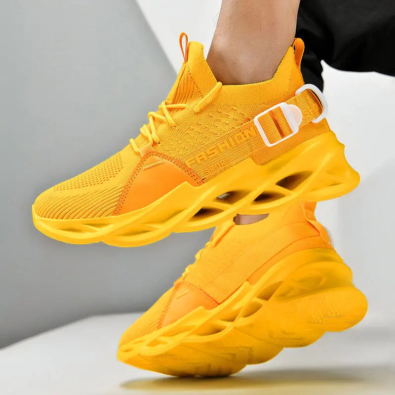 Zapatillas deportivas casual moradas de moda en oferta para mujer y hombre, calzado running con suela tipo blade, talla grande 48, ligeras y transpirables, zapatillas deportivas de malla para hombre