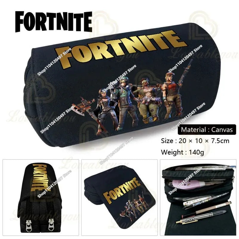 Детски несесер Fortnite, многофункционална кутия за ученически пособия, детски несесер с голям капацитет и двоен слой