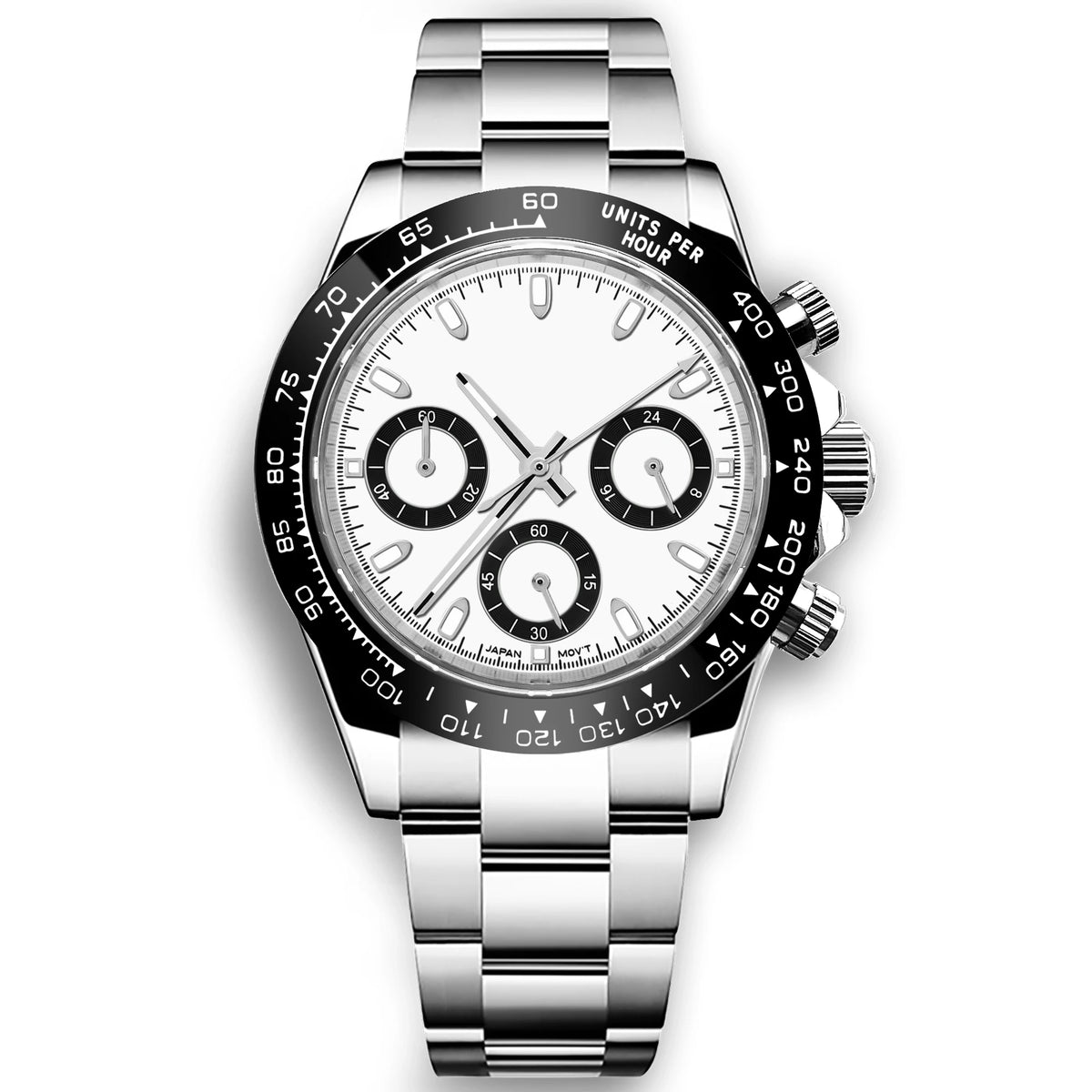 Custom Logo Panda Dial Daytona Homage Watch 40mm Stainless Steel Sapphire Ceramic Bezel Quartz Movement  Luxury Men RELOJ
