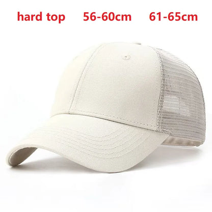 Unisex Quick Dry Big Head Mesh Baseball Cap Adjustable plus Size Summer Snapback Hat Comfortable Breathable 56-65cm