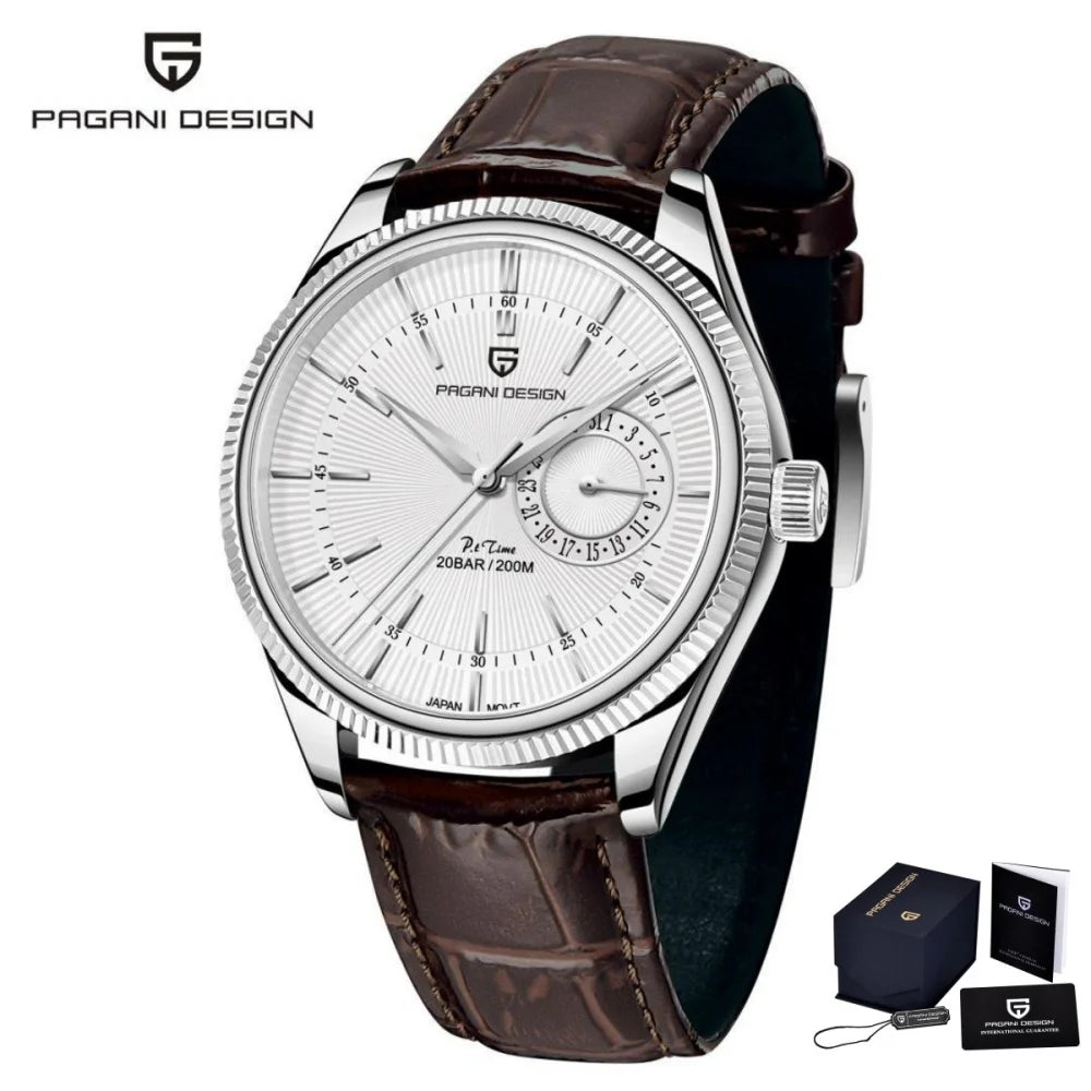 PAGANI Design PD1689 Men's Quartz Watch Japan VH65 Movement Sapphire Glass Leather Strap 20Bar Waterproof Men's Wristwatch