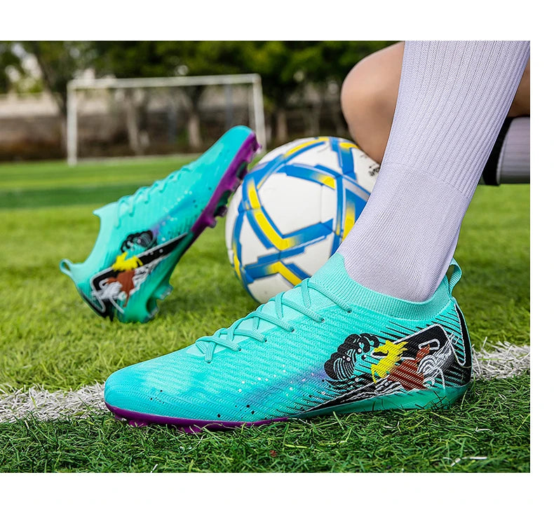 New Men Football Boots Soccer Cleats FG Non-Slip Training Shoes Soccer Shoes Long Spikes Match Ultralight Outdoor Drop Shipping