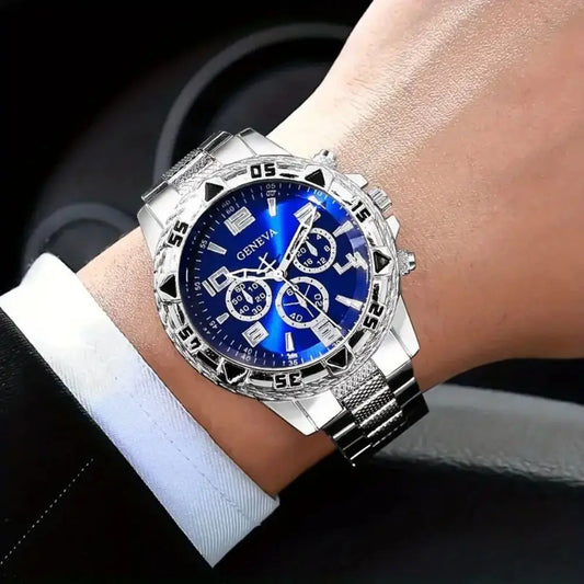 High Quality Stainless Steel Watchband Men Wristwatch Luxury Casual Quartz Watch Large Dial Business Watch