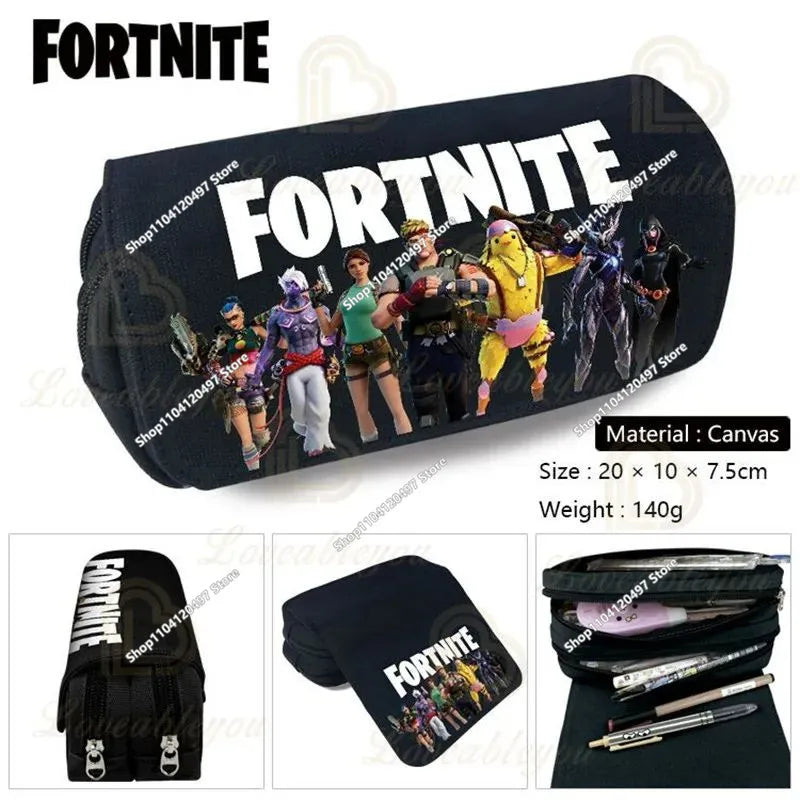 Детски несесер Fortnite, многофункционална кутия за ученически пособия, детски несесер с голям капацитет и двоен слой