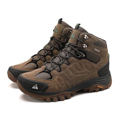HIKEUP High-Top Men Hiking Boots Winter Outdoor Shoes Lace-Up Non-Slip Sports Casual Trekking Boots Men Suede Warm Shoes