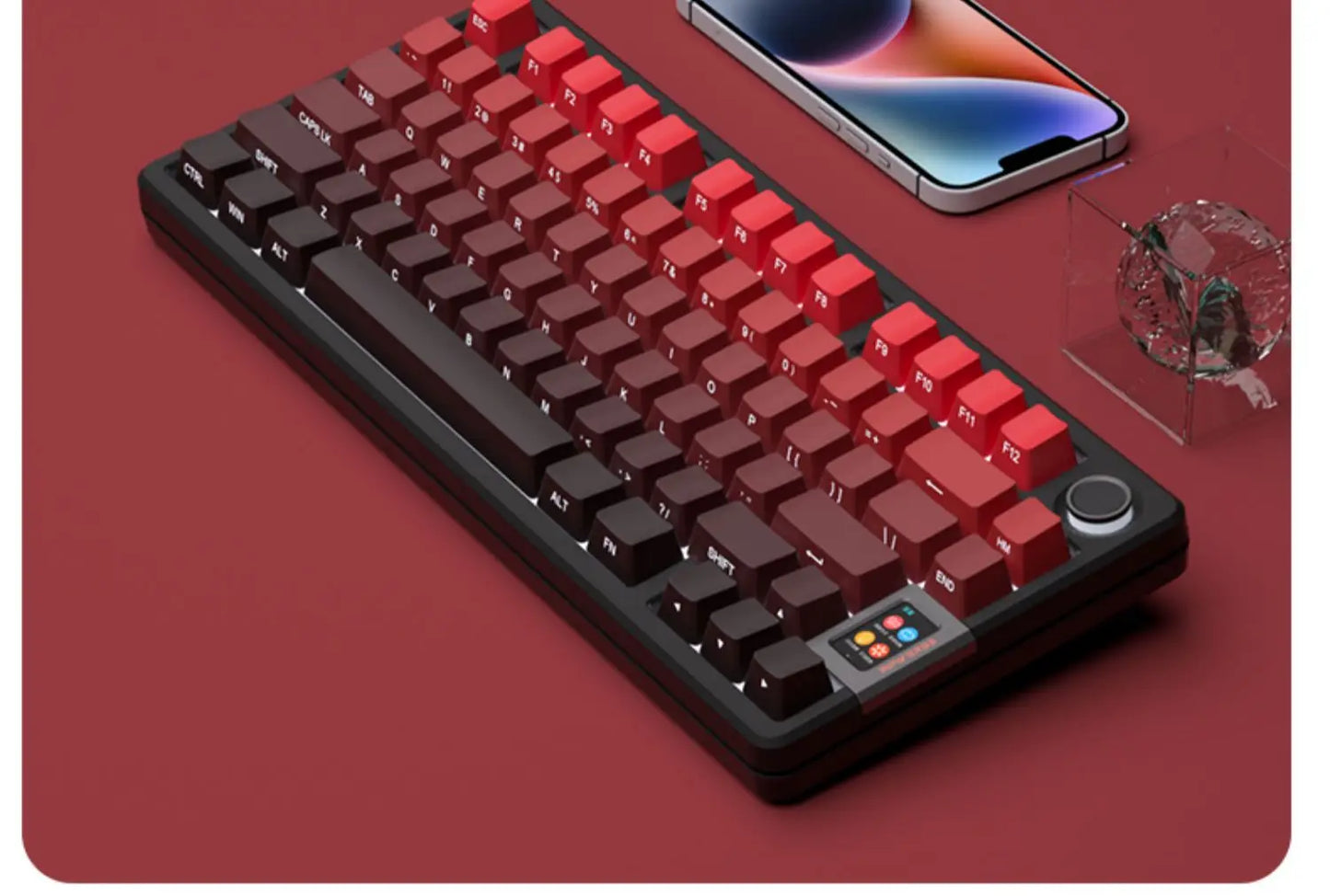 Nuovi keycap per tastiera meccanica da gaming 60/64/84/98/108 con switch MX, 135 tasti, profilo OEM, PBT, incisione laterale, sfumatura rosso e nero