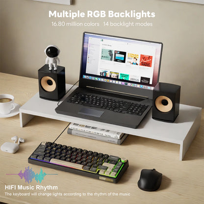 Royal Kludge RK R65 Brazilian Portuguese Mechanical Keyboard Gasket Wired Hot-swappable 66 Key 65% RGB Backlit Gamer Keyboard