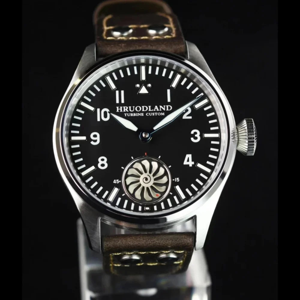 Hruodland 2025 New Men's Mechanical Watch Seagull ST3620 Retro Pilot 43MM BGW-9 Luminous Sapphire Crystal Turbine Watch