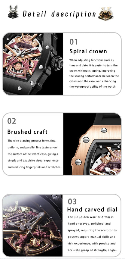 ONOLA Men Automatic Watch Luxury Brand Fashion Luminous Waterproof Mechanical Watches Men Military Sports Watches Gifts for Men