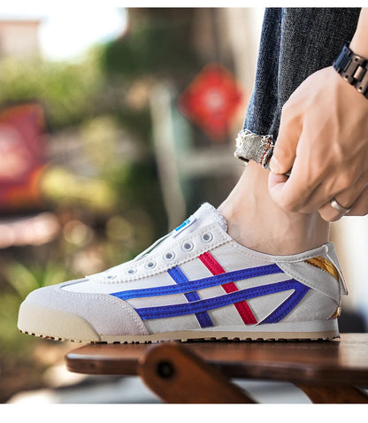 Men's Classic Running Shoes Lace-Up Flat Bottom Sports Shoes Soft Sole Walking Gym Breathable Couple Casual Canvas Tennis Shoes