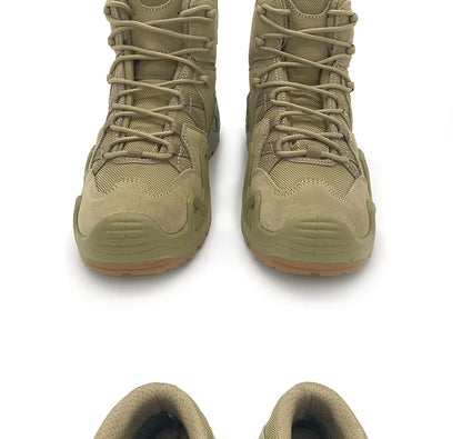 Lynjacye Mid-Cut Green Combat Boots Men Women Size 39-46 Outdoor CS Training Hiking Shoes Desert Ankle Climbing Bota Masculina