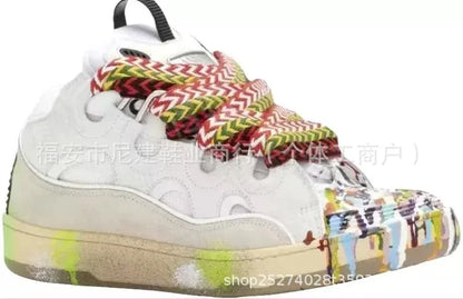 Bequeme Skate-Schuhe mit hohem Absatz, dicker Sohle, lässige sportliche Dad-Bag-Schuhe im vietnamesisch-kambodschanischen neuen Stil, geknotet, zum Hineinschlüpfen