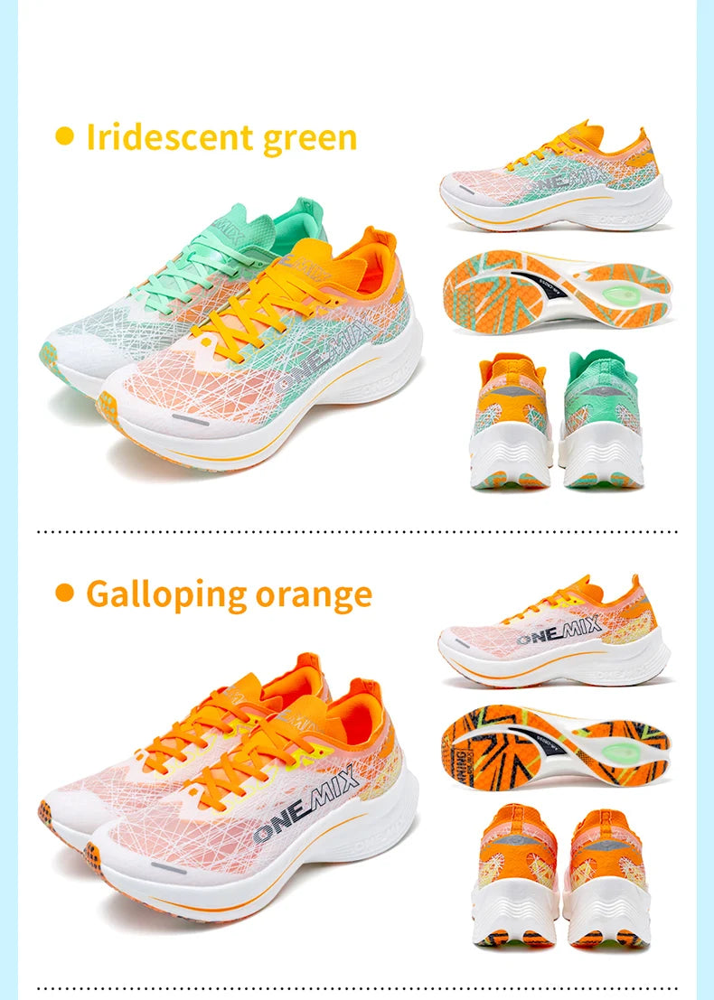 ONEMIX Carbon Plate Running Shoes for Men, Shock Absorption, Ultra-Light Sports Shoes, Rebound Outdoor Women Marathon Sneakers