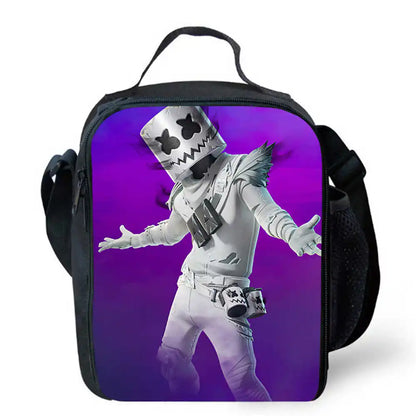 Lunch Bags for Children, Cartoon Fortnite School Picnic Bags for Girls and Boys, Kids Insulated Cooler Lunch Bags Portable Lightweight