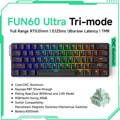 Teclado mecánico Akko MonsGeek FUN60 con interruptores magnéticos 60% para gaming, Rapid Trigger 0.01mm, 8K, ARGB, HE/TMR, teclado personalizado