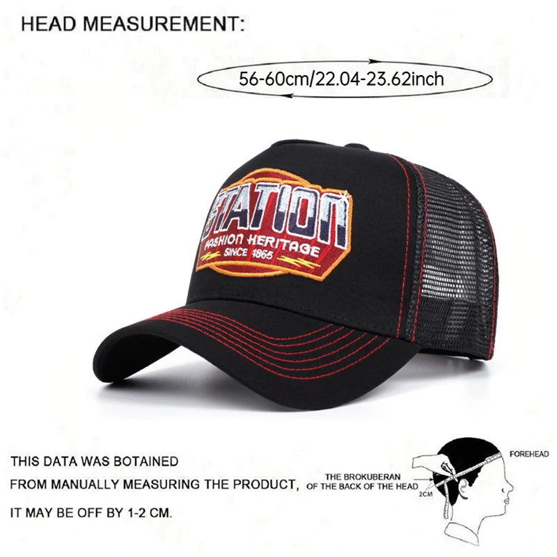2025 New STATION1865 Truck Hat Men's Personalized Hip Hop Hat Women's Outdoor Skateboarding Hat Sunshade Baseball Hat Mesh Hat