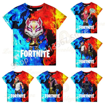 Młodzieżowa koszulka F-Fortnited inspirowana grą battle, dla dorosłych, z krótkim rękawem, letni T-shirt dla nastolatków, chłopców i dziewcząt
