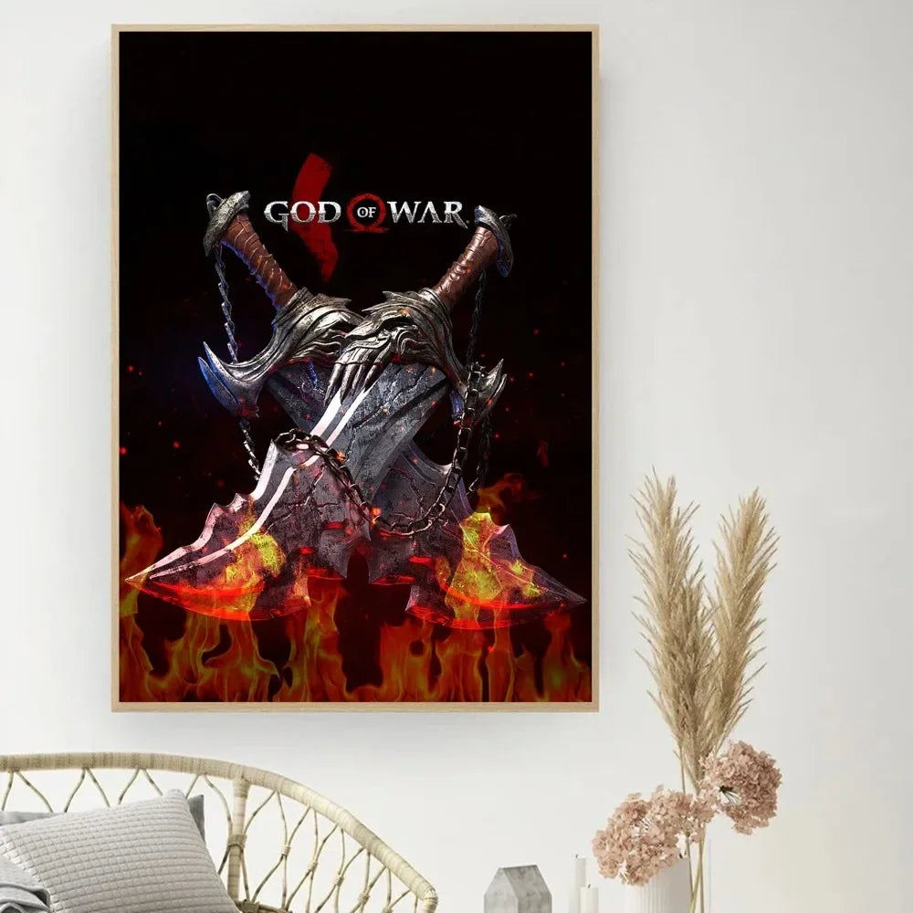 Game God Of War Poster DIY Vintage Movie Poster Wall Art Painting Study Stickers Small Szie Wall Painting