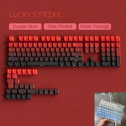 Nuovi keycap per tastiera meccanica da gaming 60/64/84/98/108 con switch MX, 135 tasti, profilo OEM, PBT, incisione laterale, sfumatura rosso e nero