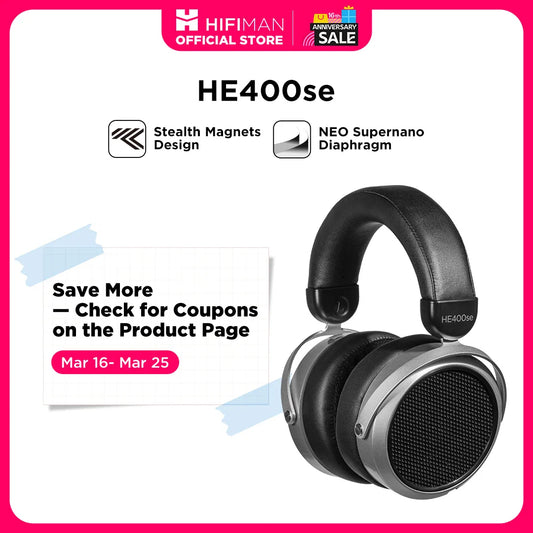 HIFIMAN HE400SE Stealth Magnet Planar Magnetic Wired Headphones Open-Back HiFi Over-Ear Headphones for Audiophile Sound