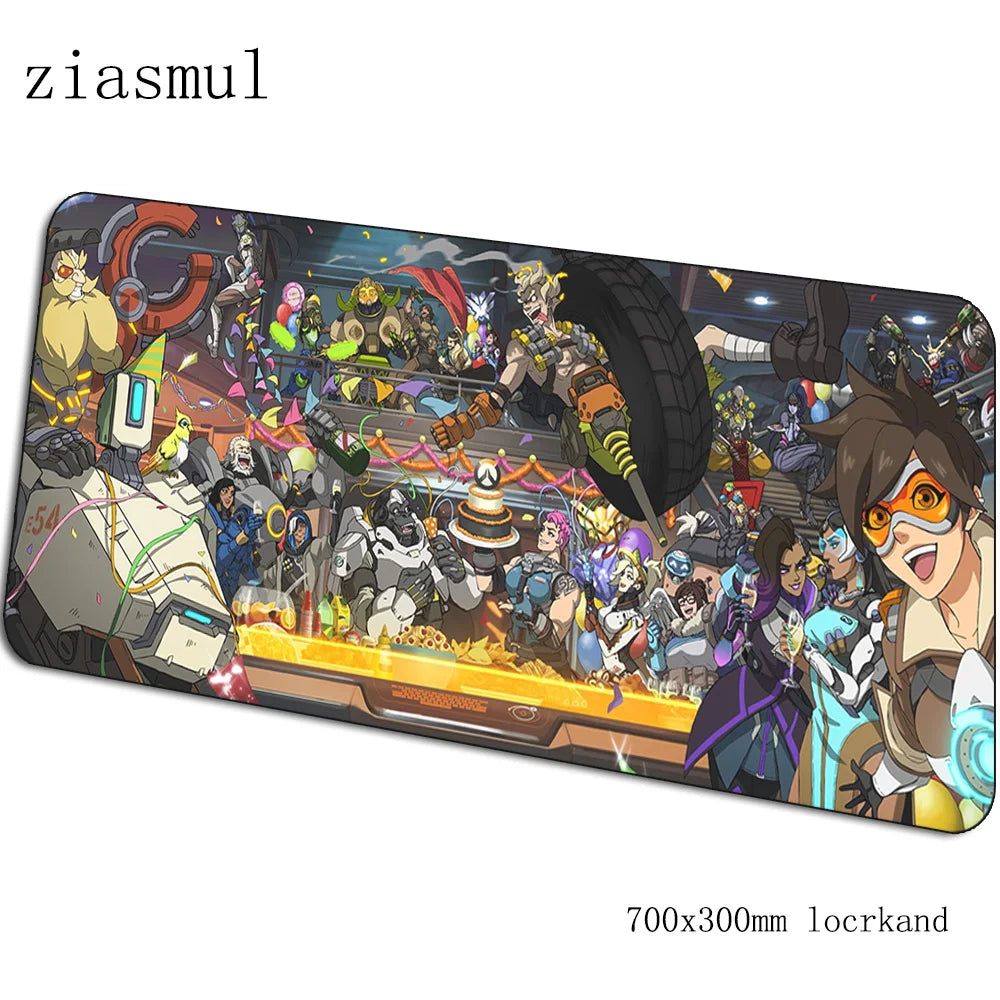 Overwatch gamer-musemåtte, flot 70x30cm gaming-musemåtte til pc og notebook, skrivebordsmåtte til spil, æstetisk gamer-måtte og gamepad