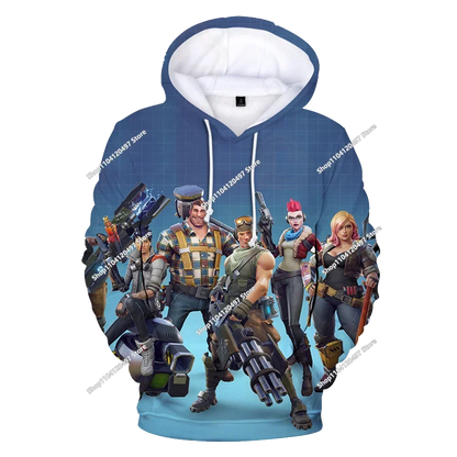Neues Fortnite 3D-digital bedrucktes Kapuzensweatshirt für Kinder – modischer, trendiger Casual-Pullover, Geburtstagsgeschenk