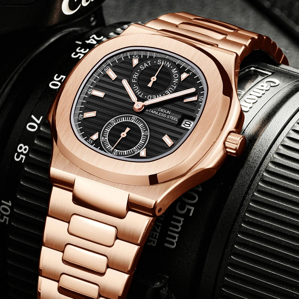 DIDUN TOP New Men Quartz Watches Sport Business Luxury Brand Stainless Steel Male Fashion Nautilus Wrist Clock Dropshipping