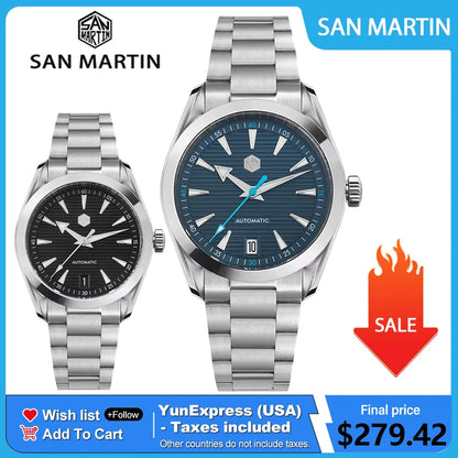 San Martin 38mm Chronometer Men Watch SN0113W V2 ST2130 Automatic Movement Sapphire BGW9 Luminous Waterproof 100m Watches