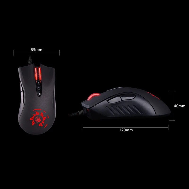 Mouse gaming A4TECH Bloody A91, 4000 DPI, Drag Click, 1000HZ, 6666FPS, 8 pulsanti, piedini Metal X' Glide Armor, oltre 20 milioni di clic