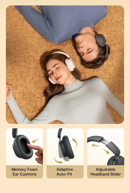 Baseus Bowie D05 Wireless Bluetooth 5.3 Headphones – HiFi Stereo Foldable 70H Battery Over-Ear Headset with Deep Bass & Dual Connection