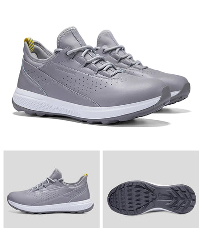Golf Sports Shoes for Men, Waterproof High-Quality Leather Golf Competition Sports Shoes, Formal Golf Course Training Shoes for Men