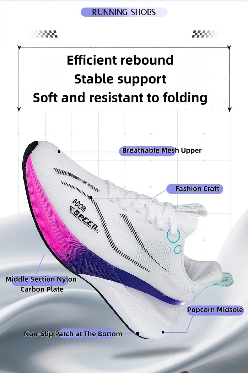 Scarpe da corsa marathon professionali da uomo e donna 2025 con piastra in carbonio, ammortizzazione, ultra leggere, supporto stabile, scarpe sportive
