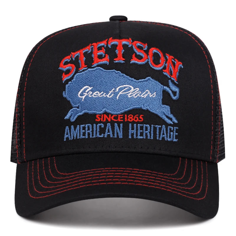 2025 Personalized New Truck Hat STETSON Red Bear Breathable Mesh Hat Street Hip Hop Hat Daily Casual Wear Sunshade Baseball Hat