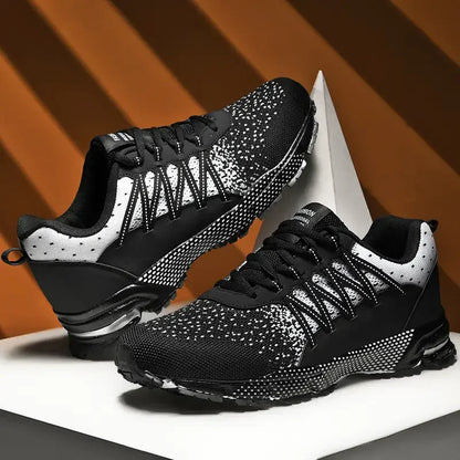 2025 Thick-Soled Sports Shoes Youth Mesh Breathable Running Shoes Trendy Spring Summer Korean Large Black and White Shoes Walk