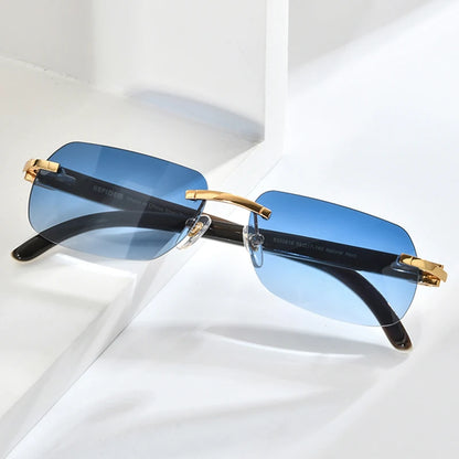 HEPIDEM Buffalo Horn Glasses Men Famous Brand Design Rimless Sunglasses Women Luxury Eyewear Horn-Rim Frameless Buffs Eyeglasses