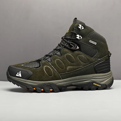 HIKEUP High-Top Men Hiking Boots Winter Outdoor Shoes Lace-Up Non-slip Outdoor Sports Casual Trekking Boots Men Waterproof Suede