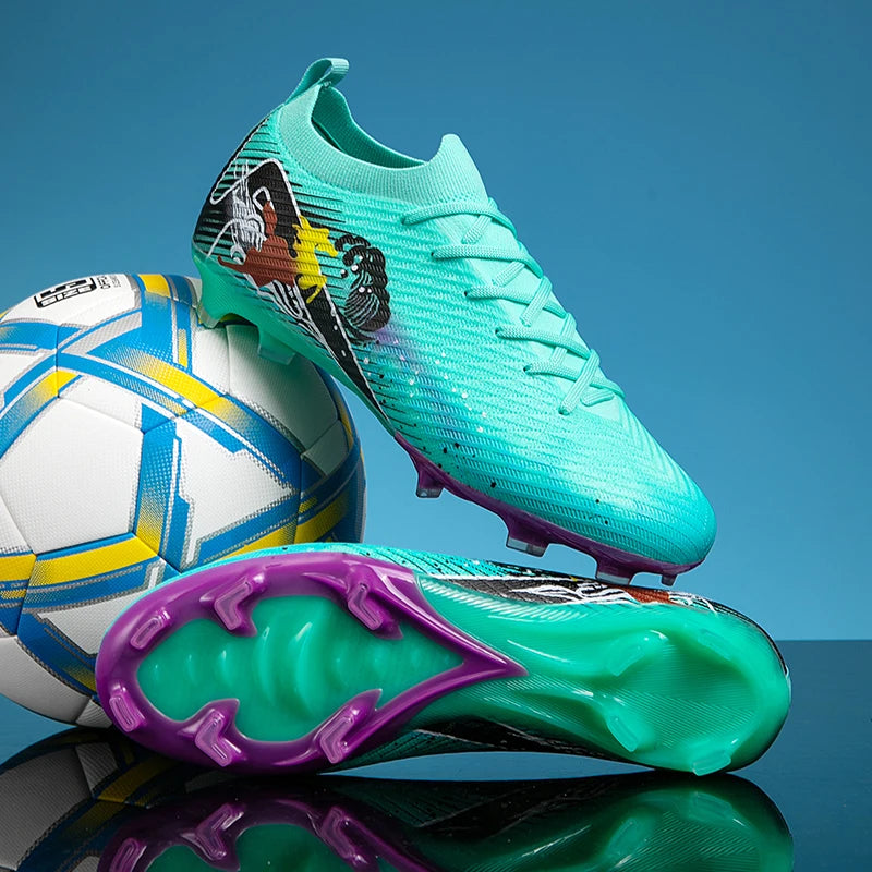 New Men Football Boots Cleats Training Shoes Soccer Shoes Non-Slip Match Ultralight Soccer FG Long Spikes Outdoor Drop Shipping