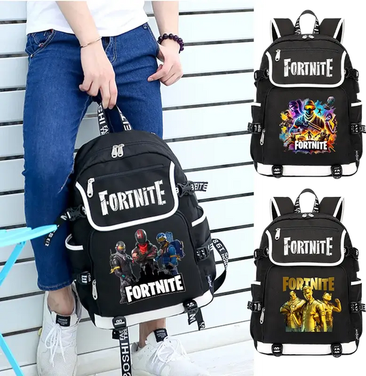 Fortnites Rucksack mit großem Fassungsvermögen, lässige Umhängetasche mit USB-Anschluss, Unisex-Anime-Schultasche für Schüler, neues stilvolles Schreibwaren-Geschenk