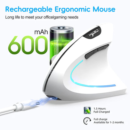 Wireless Mouse Bluetooth Vertical Mouse Dual-Mode Silent Mouse Rechargeable Gaming Mouse For Win Mac OS Laptop Computer Mouse