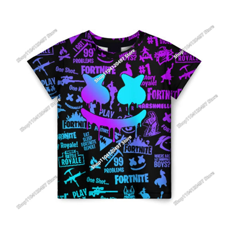Fortnite 3D Printed Short Sleeve T-Shirt Game Cartoon Print Battle Royale Adult Kid Clothes Kids T-shirt Harajuku T-shirt
