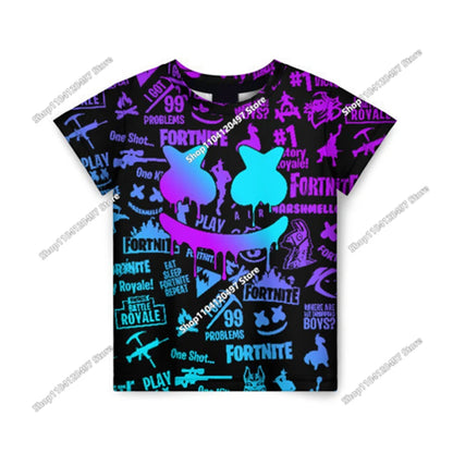 Fortnite 3D Printed Short Sleeve T-Shirt Game Cartoon Print Battle Royale Adult Kid Clothes Kids T-shirt Harajuku T-shirt