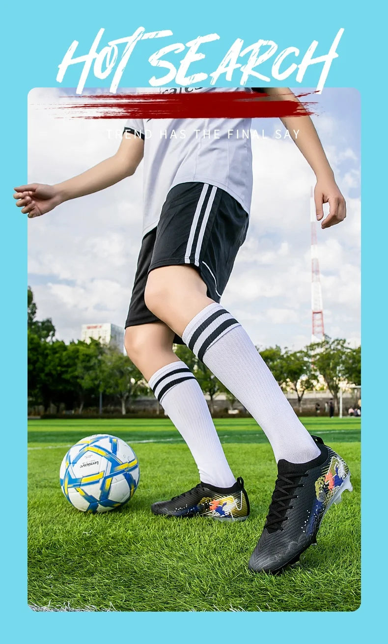 New Men Football Boots Cleats Training Shoes Soccer Shoes Non-Slip Match Ultralight Soccer FG Long Spikes Outdoor Drop Shipping